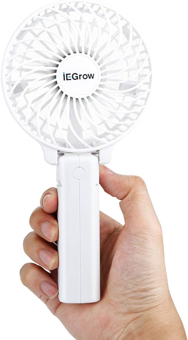 iEGrow Handventilator Tragbarer Mini Ventilatoren USB Wiederaufladbarer [2-9 Betriebsstunden] 3 Gesc