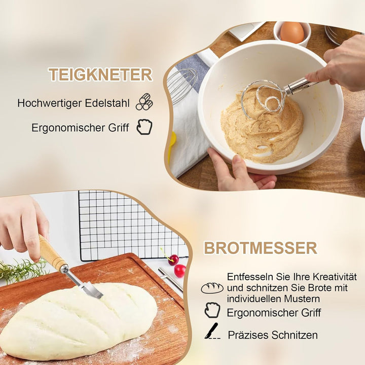 10 Stück Gärkorb Brot Set, Gärkörbchen zum Brotbacken, 23cm Rund & 25cm Oval Brotkörbchen aus Siliko