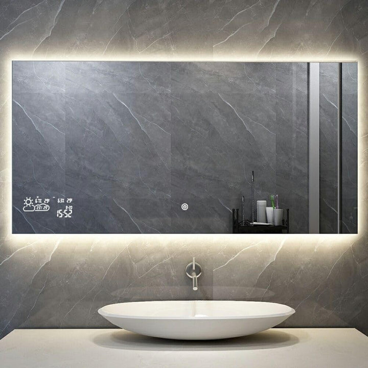 Smart Infrarot Spiegelheizung 60x80 cm 250W mit LED Beleuchtung Badheizung Spiegel IP54 wasserdicht