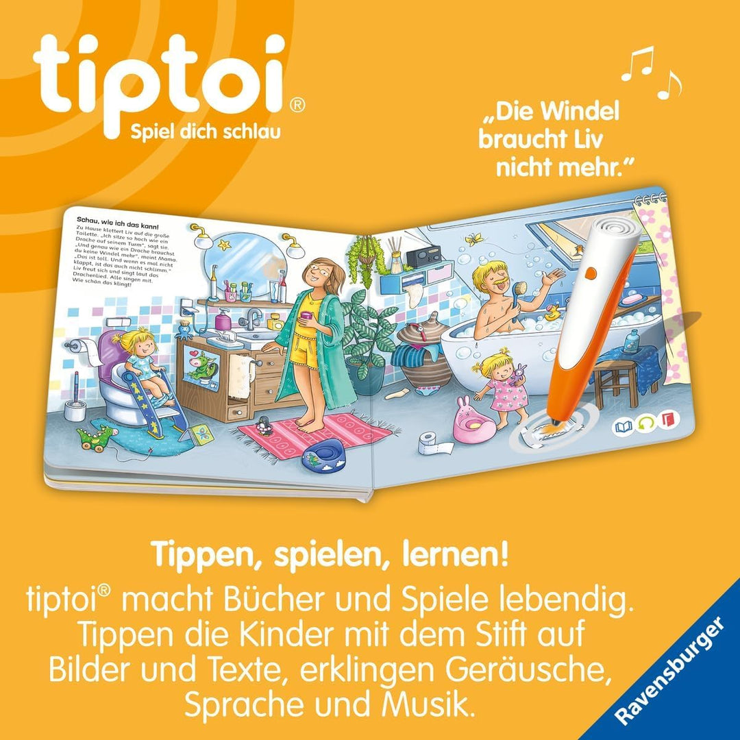 Ravensburger tiptoi ® Bücher Set | Liv geht aufs Töpfchen + 00110 tiptoi Der Stift + Kinder Weltkart