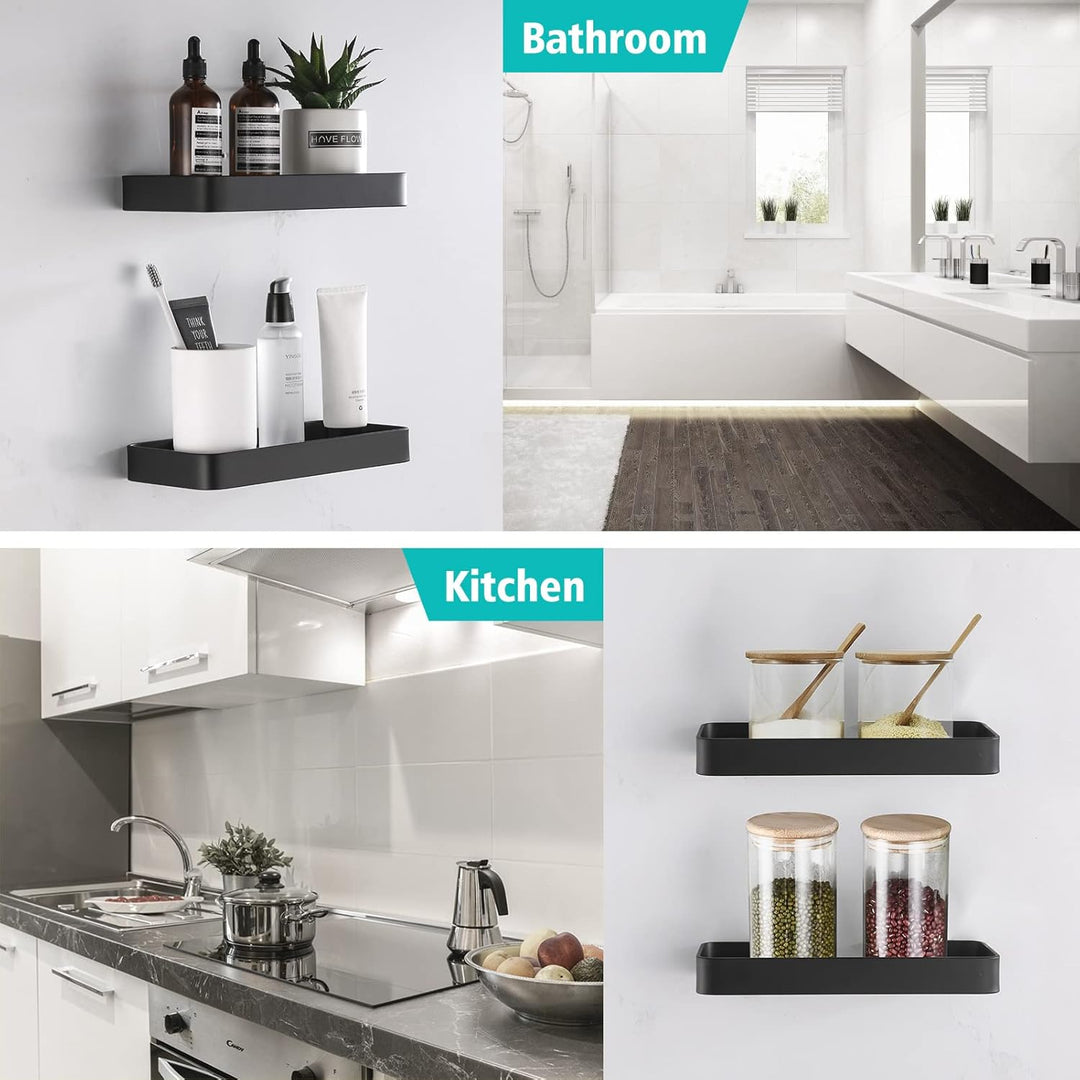 Duschablage Ohne Bohren, Aluminium Badezimmer Regal Selbstklebend Duschkorb Ablageregal mit Mattglas