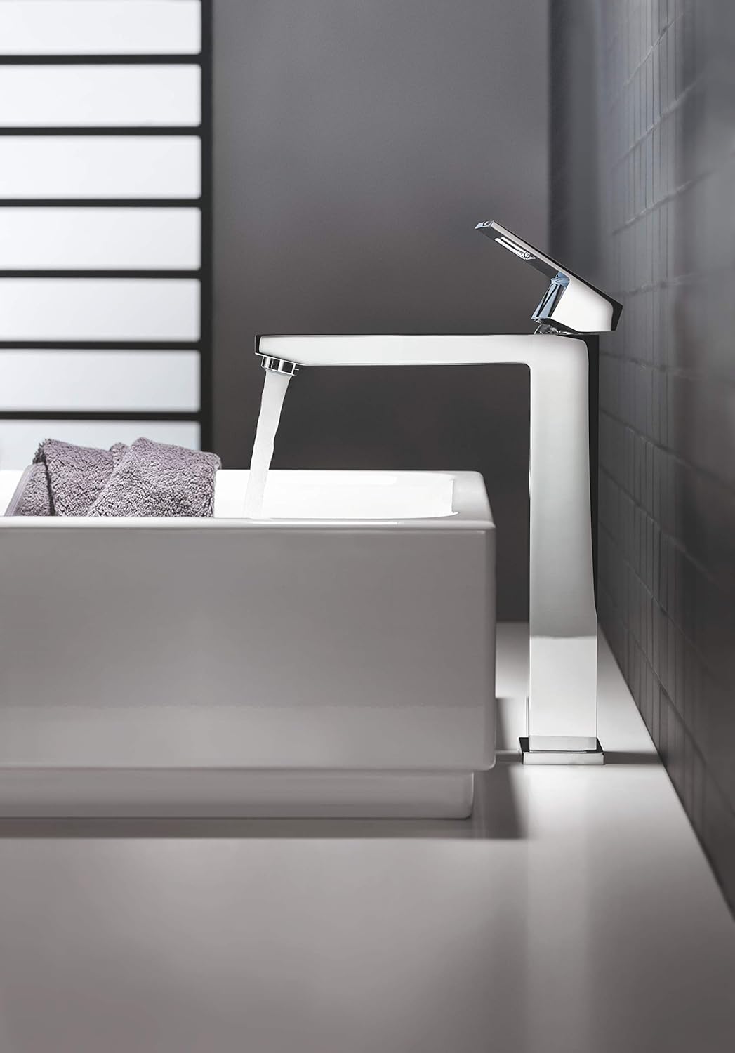 GROHE Eurocube - Einhand- Waschtischarmatur (wassersparend, 1/2 Zoll, Einlochmonatge), chrom, 234060