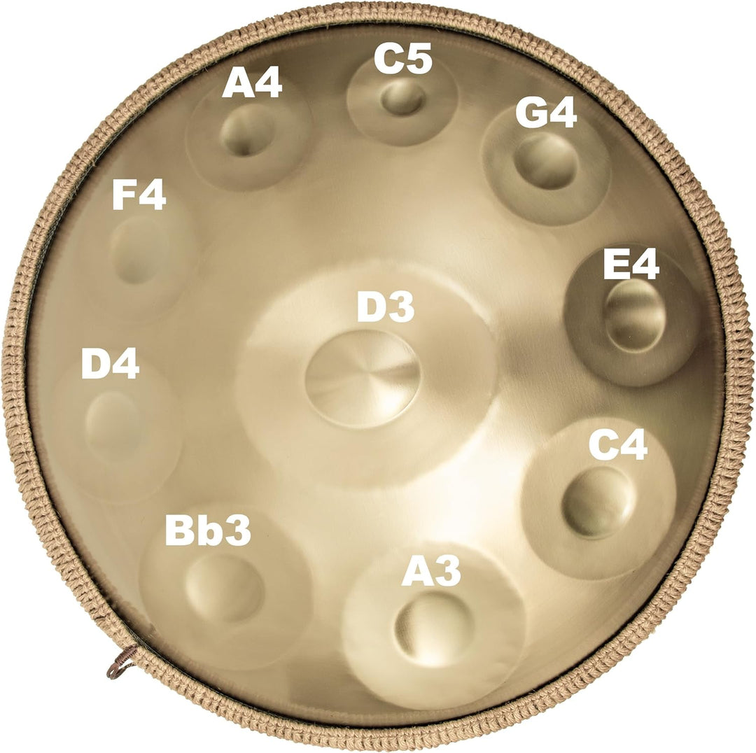 ANTETOK Harmonic Handpan Drum in d-Dur 10 Töne 22 Zoll Stahl mit weicher Handpan Tasche，Harmonische