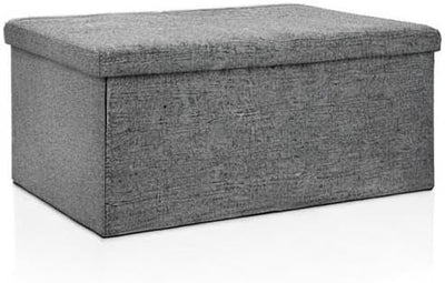 CASARIA® Sitzbank mit Stauraum 80x40x40cm Grau Faltbar Modern Gepolstert Deckel Stoff Stabil 100L Fl