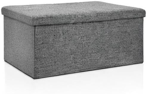 CASARIA® Sitzbank mit Stauraum 80x40x40cm Grau Faltbar Modern Gepolstert Deckel Stoff Stabil 100L Fl