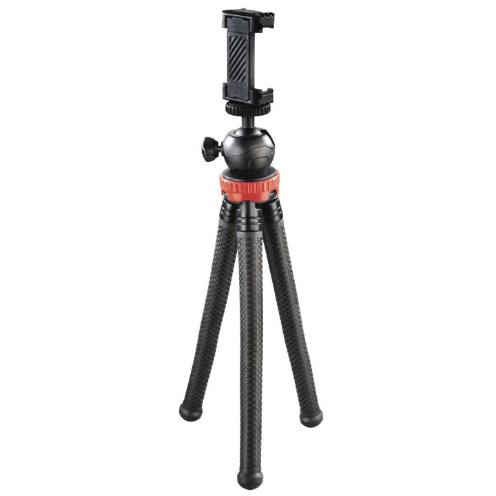 Hama Stativ Flexpro (für Smartphone, GoPro und Kameras, mit Gelenkfüssen, Höhe 27 cm) schwarz/rot sc