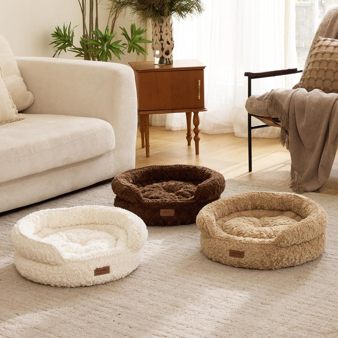 FUKUMARU Katzenbett, Katzenkorb mit erhöhtem Rand und niedriger Öffnung, Rutschfester Boden, weiche