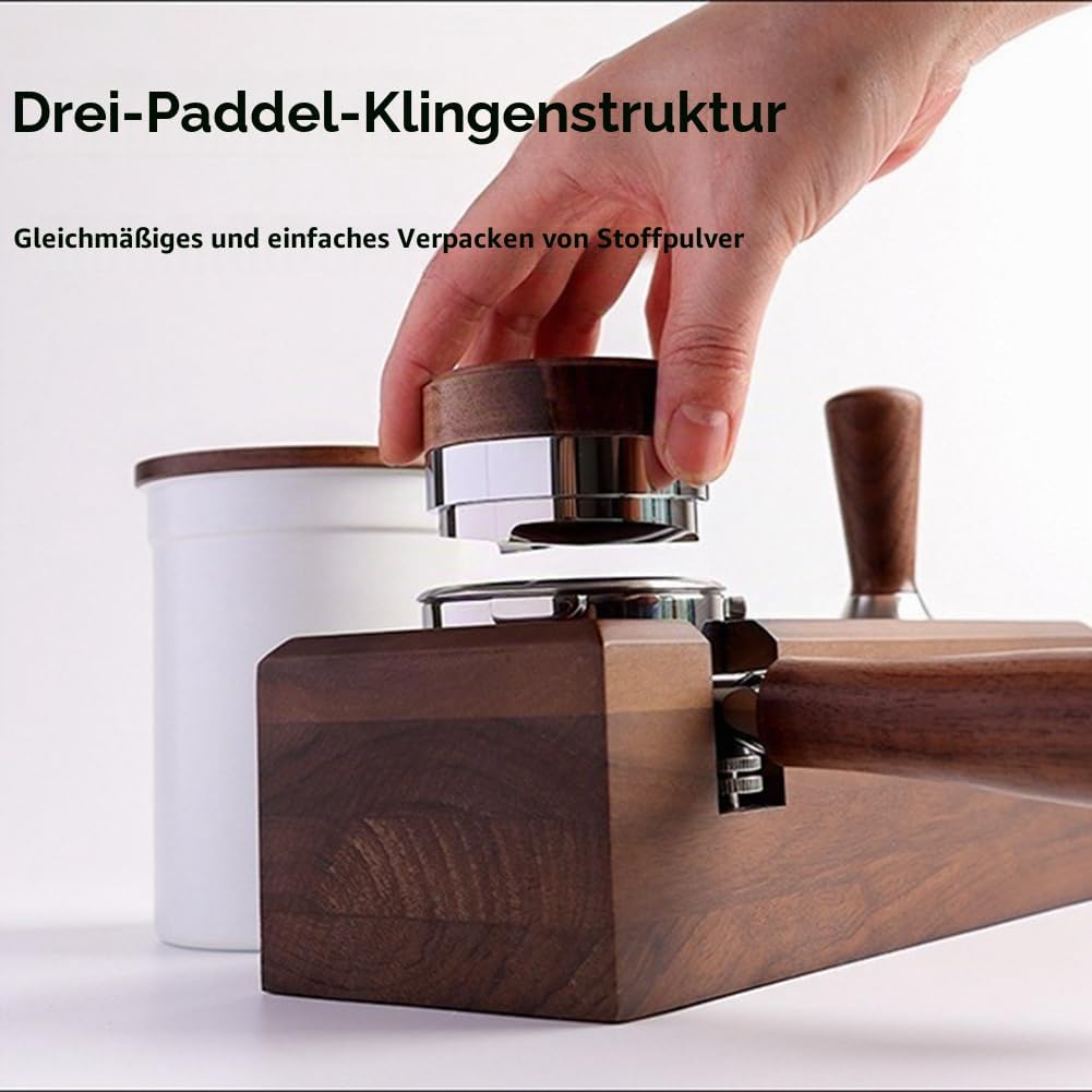 58,5 mm Kaffeestampfer, Kaffeeverteiler-Werkzeug, Walnuss-Abdeckung, Espresso-Leveler, Passend für S