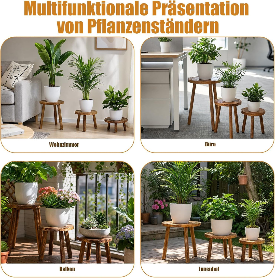 Blumenhocker Holz 3er-Set, 4"/7"/11" Höhe