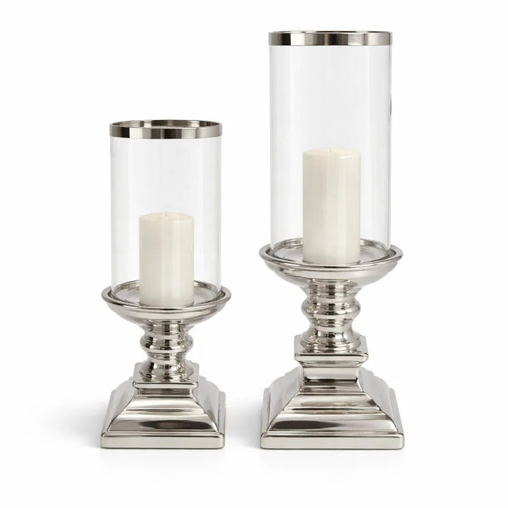 DRULINE Eckig Windlicht Kerzenständer Kerzenleuchter Kerzen Silber Keramik (Gross), L