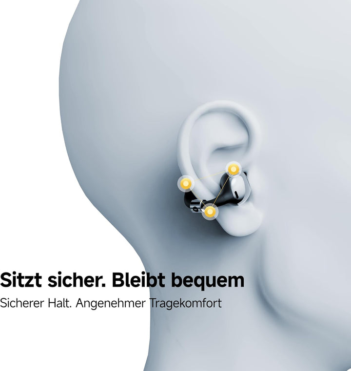 BUTTONS Clip Open-Ear Kopfhörer mit 12-mm Titan-Treiber, klarer Anrufqualität, ultraleichtem druckfr