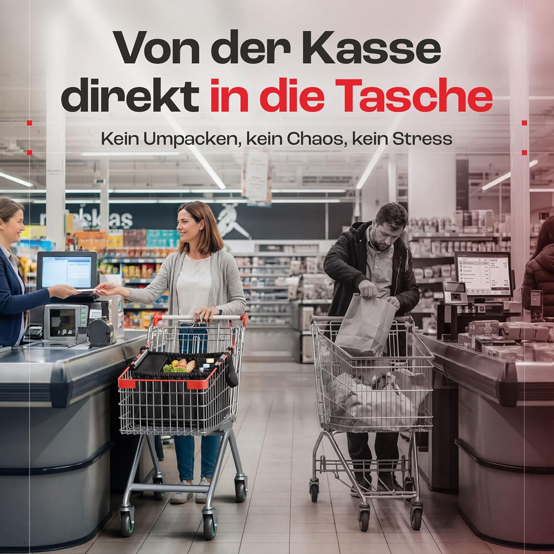 achilles Easy-Carrier Alu, Faltbare Einkaufswagentasche mit Kühlfach und Flaschenfach, Einkaufstasch