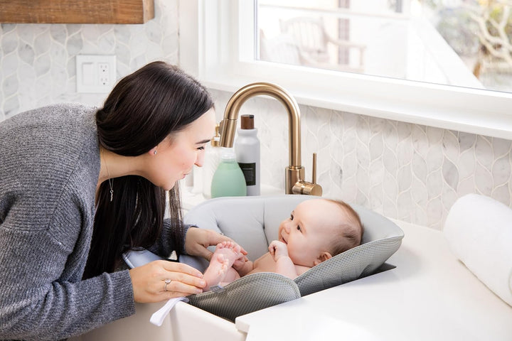 Ubbi Stingray Sink Bather for Baby, Soft Baby Bath Cushion, Newborn Must Have Grey Sink Bather, Grey