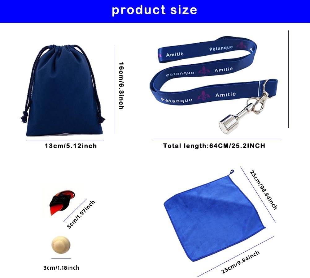 Set mit magnetischer Boulekugel, mit 1 Aufbewahrungstasche, 1 Pétanque-Schaufel, 1 Zielkugel, 1 Mess
