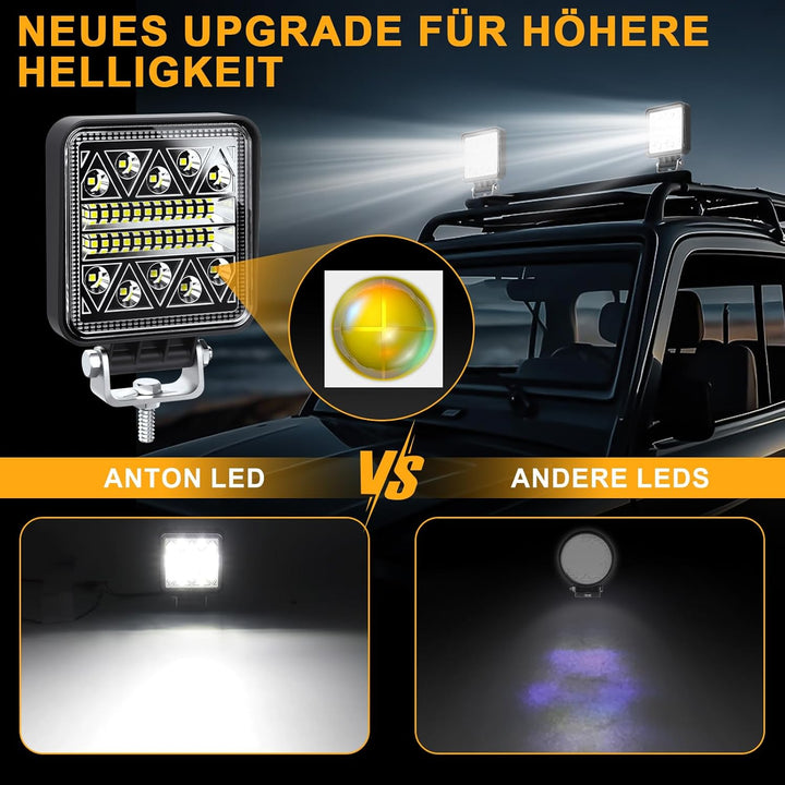 antom LED Arbeitsscheinwerfer 2Pcs Zusatzscheinwerfer Traktor 102W 12V 24V led strahler kfz 15000LM