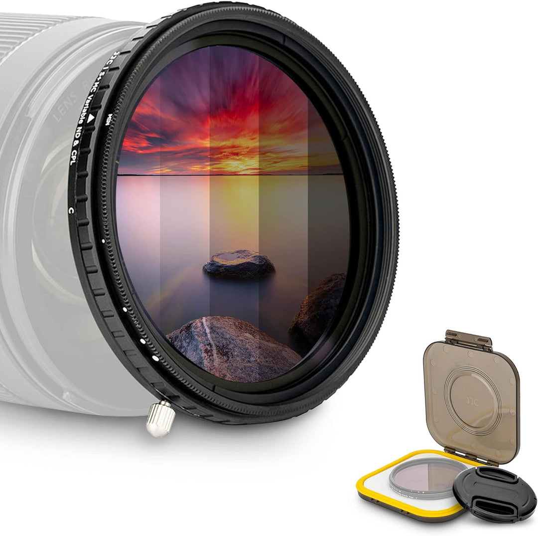 JJC 72 mm Variabler ND2-ND32 ND Filter + CPL Polarisationsfilter, 5-Stop Neutral Graufilter für Niko