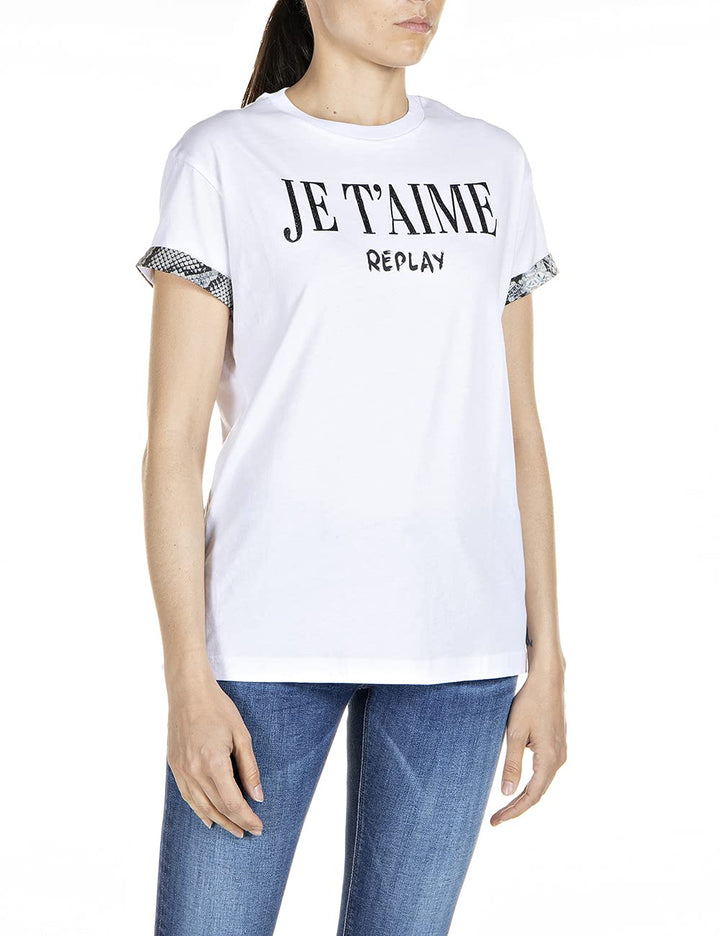 Replay Damen T-Shirt S Weiss (001 White), S Weiss (001 White)