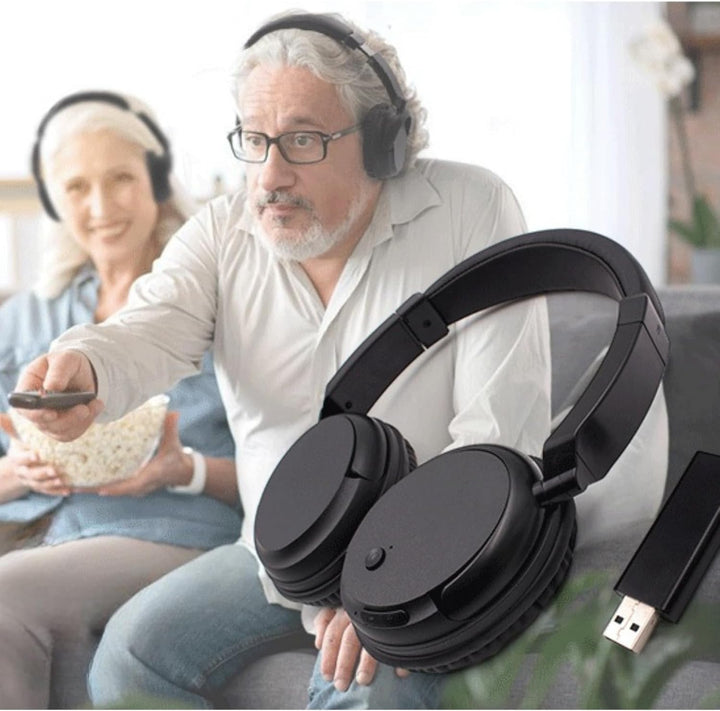 Bluetooth Funkkopfhörer mit FM-Radio, Ultra-Leichter Kabellose Over-Ear Kopfhörer für TV, Ohne Audio