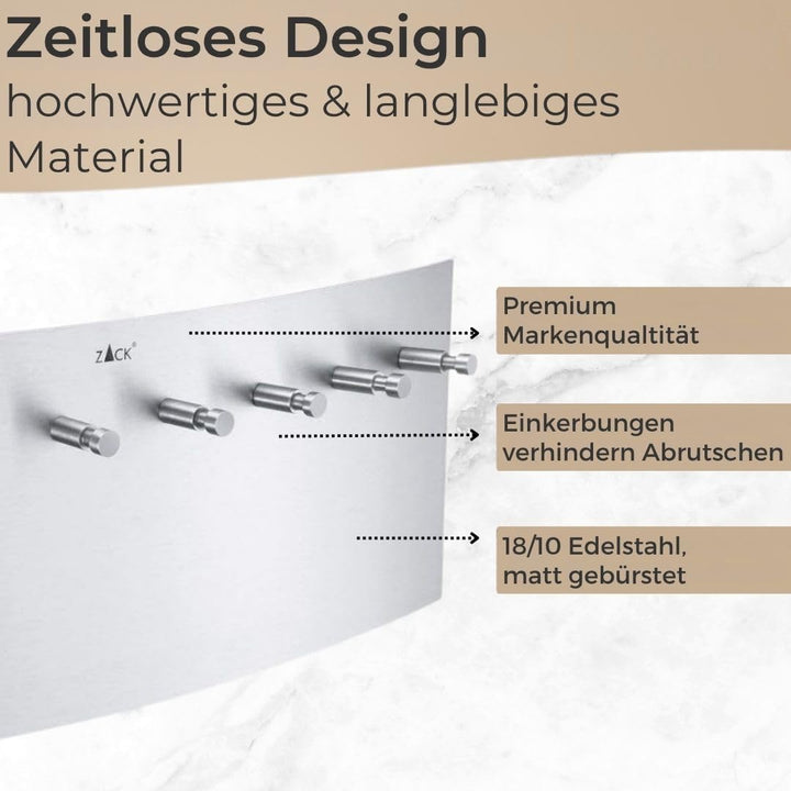 ZACK 50579 "ERGO" Schlüsselbrett, Edelstahl matt,35 cm Single, Single