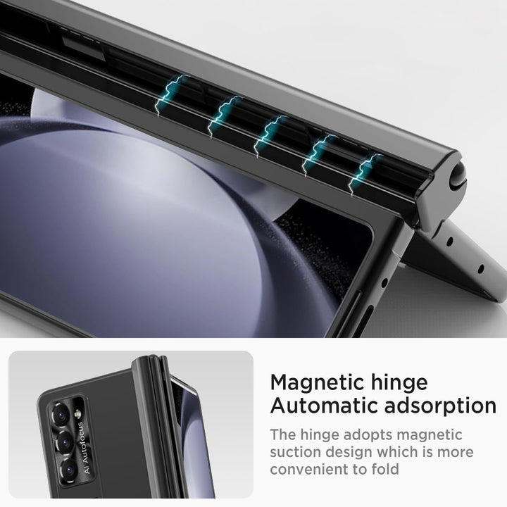 Miimall Kompatibel mit Samsung Galaxy Z Fold 5 Hülle mit S Pen+Displayschutz+Kameraschutz, [Scharnie