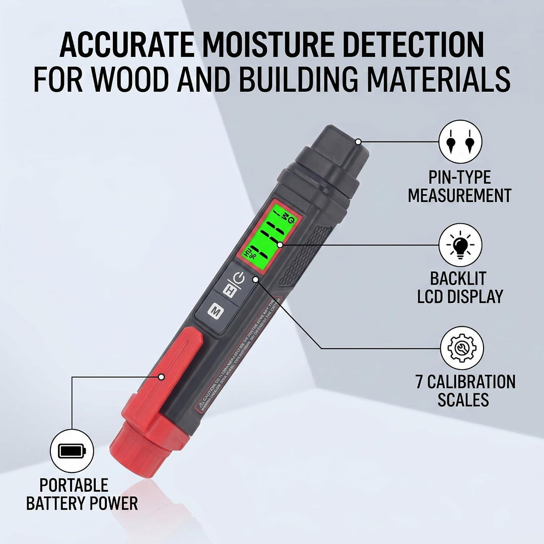 Feuchtigkeitsmesser, LCD-Bildschirm, Tragbarer Digitaler Stiftstift-Tester für Wand- und Holzfeuchti