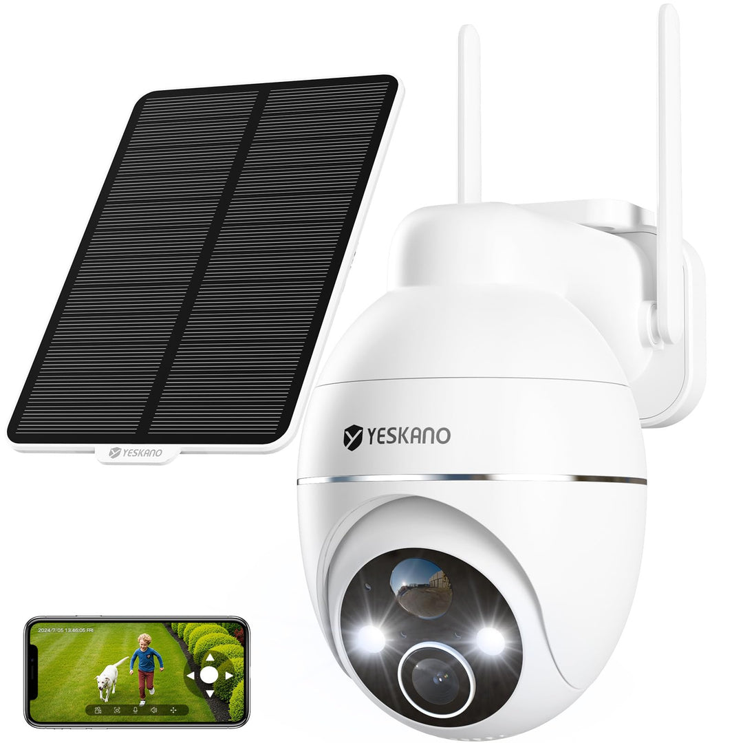 2K Überwachungskamera Aussen Akku Solar, Kabellos 2,4GHz WLAN Outdoor Kamera, 360° PTZ Kamera Überwa