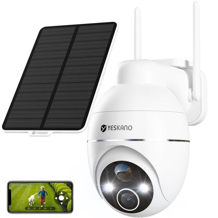 2K Überwachungskamera Aussen Akku Solar, Kabellos 2,4GHz WLAN Outdoor Kamera, 360° PTZ Kamera Überwa