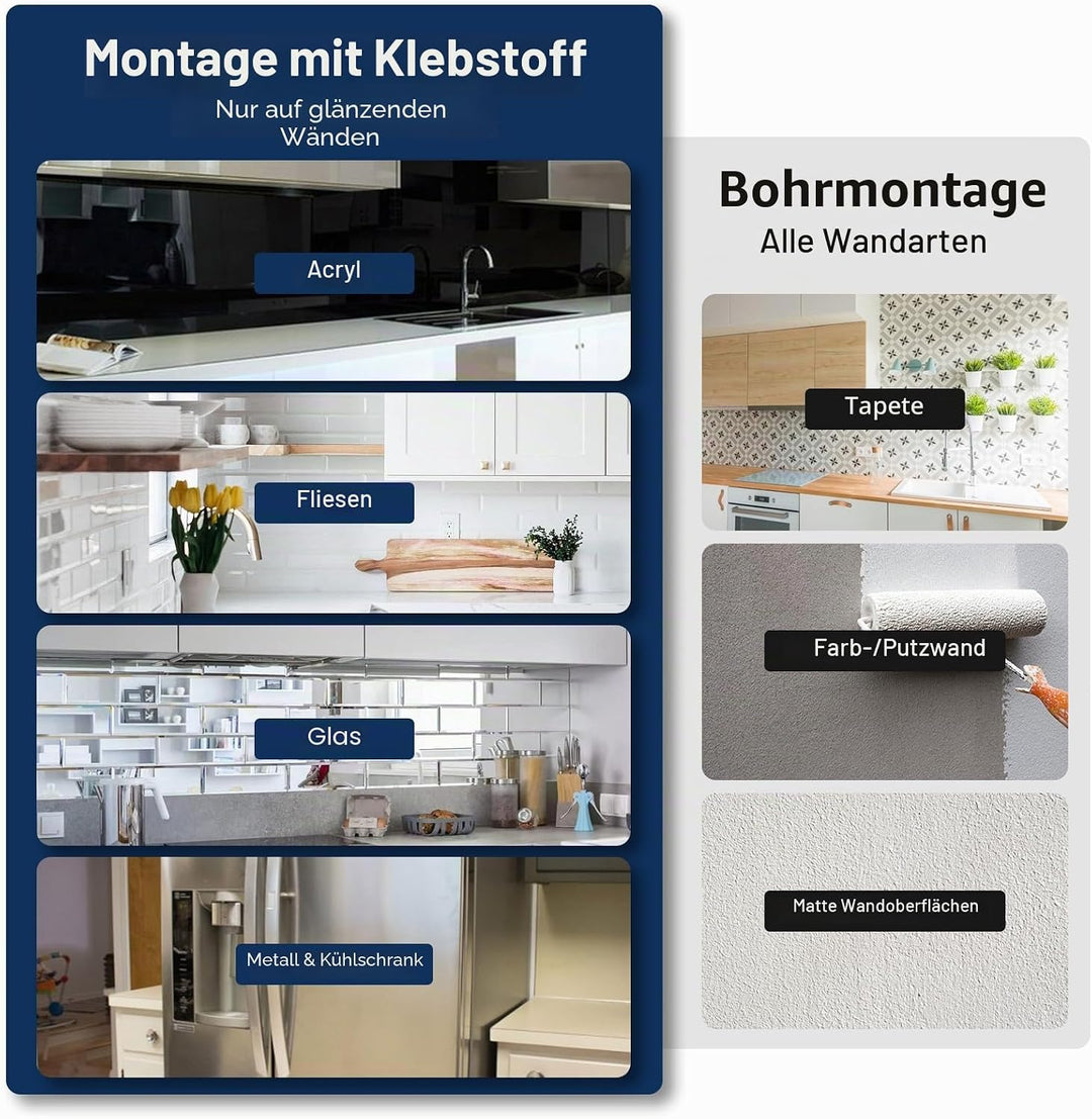 Gourmetop Magnetischer Messerhalter für die Wand 30 cm, magnetischer Messerstreifen ohne Bohren, Mes