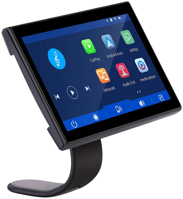 Lescars Navigation: IPS-HD-Touchscreen, 7"/17,8 cm, für Apple CarPlay &amp; Android Auto, 360° (Apple Ca
