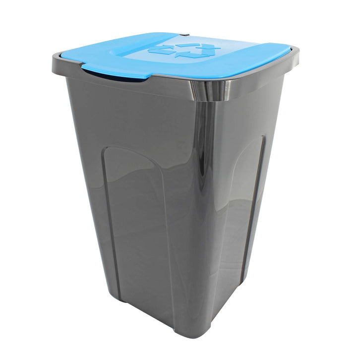Abfalltonne Mülltonne Abfalleimer Mülleimer 50 Liter Recycling mit Deckel (Deckel Blau)