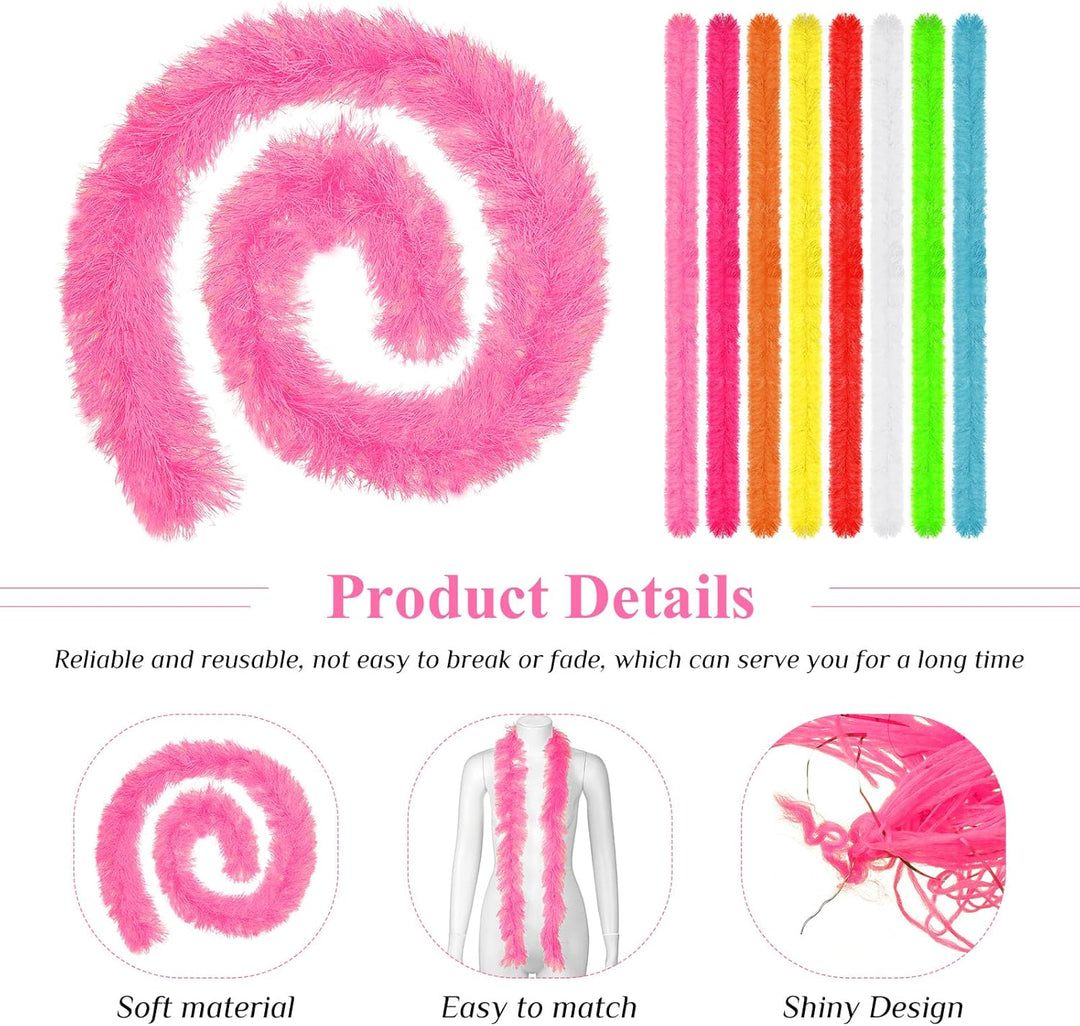 Cindeer 8 Stück Federboas Set Künstliche Flauschige Boas Dekoration für Damen Kostüm Kleid Mädchen T