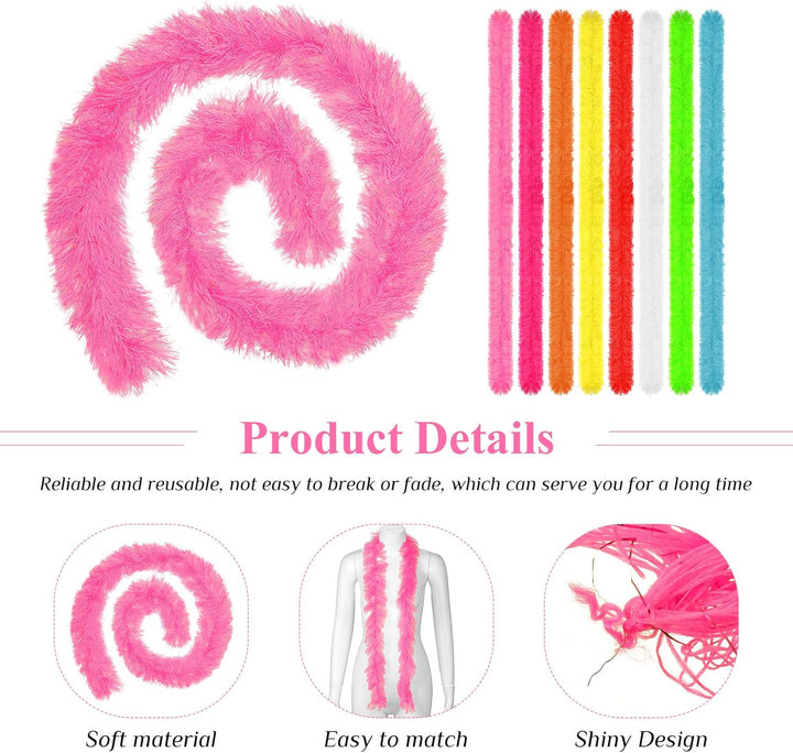 Cindeer 8 Stück Federboas Set Künstliche Flauschige Boas Dekoration für Damen Kostüm Kleid Mädchen T