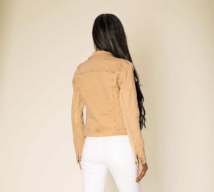 Nina Carter J212 Damen Jeansjacke Übergangsjacke Leichte Waschungseffekt Denim Casual Jacke L Beige