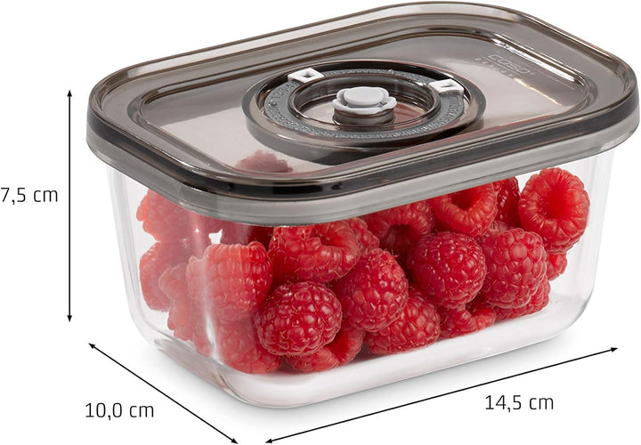 CASO VacuBoxx Eco-Set - 3 Vakuumbehälter aus Borosilikatglas, BPA-Frei, inkl. Vakuumierschlauch & Ad