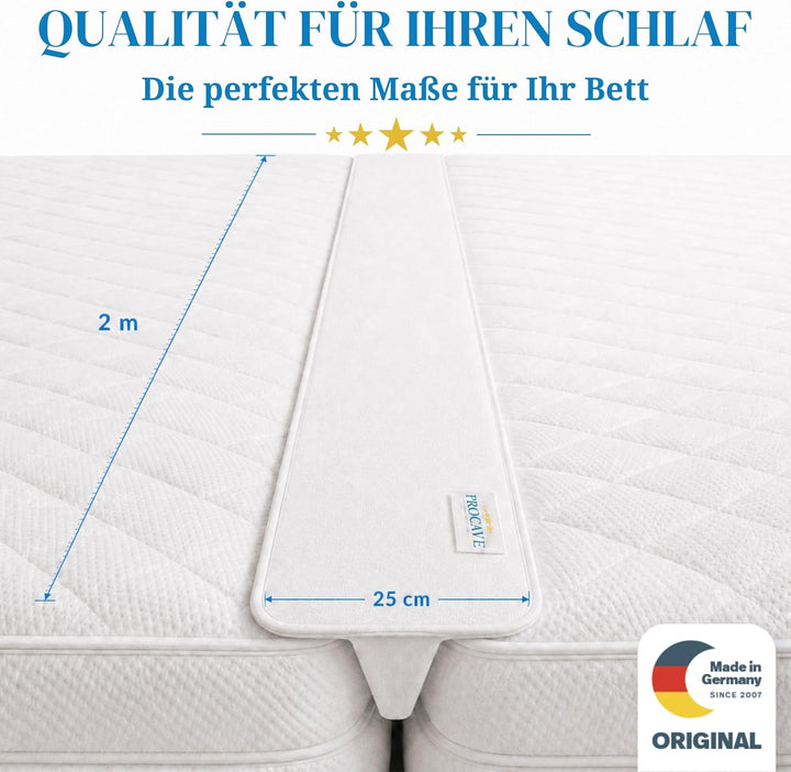 PROCAVE Liebesbrücke mit Frottee-Bezug 25 x 200 cm, ein Matratzen Ritzenfüller verbindet zwei Matrat