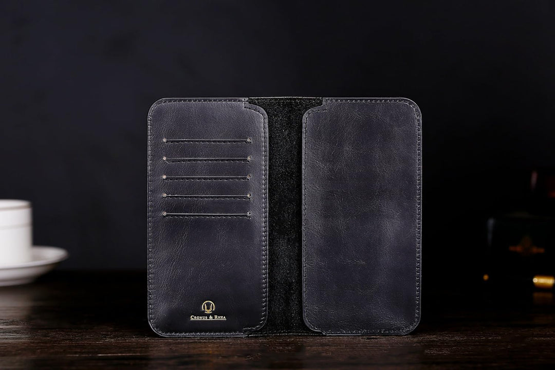Cronus & Rhea - Smartphone Geldbörse aus Leder - Modell: Cerberus - Mit Geschenkbox - Geldbeutel Hül