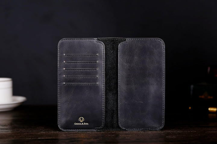 Cronus & Rhea - Smartphone Geldbörse aus Leder - Modell: Cerberus - Mit Geschenkbox - Geldbeutel Hül