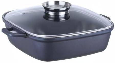 Kopf Bräter Santorin (Aluguss, 3,8 Liter, inkl. Glasdeckel mit Aromaknopf, Induktion) schwarz, 3,8 L