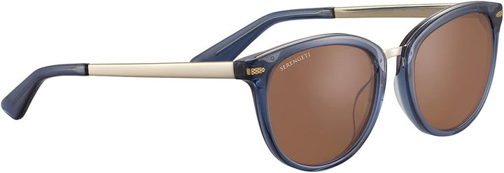 Serengeti Unisex Jodie Sonnenbrille, Glänzendes Kristallglas, Fed Blue Shiny Light Gold Metall, M