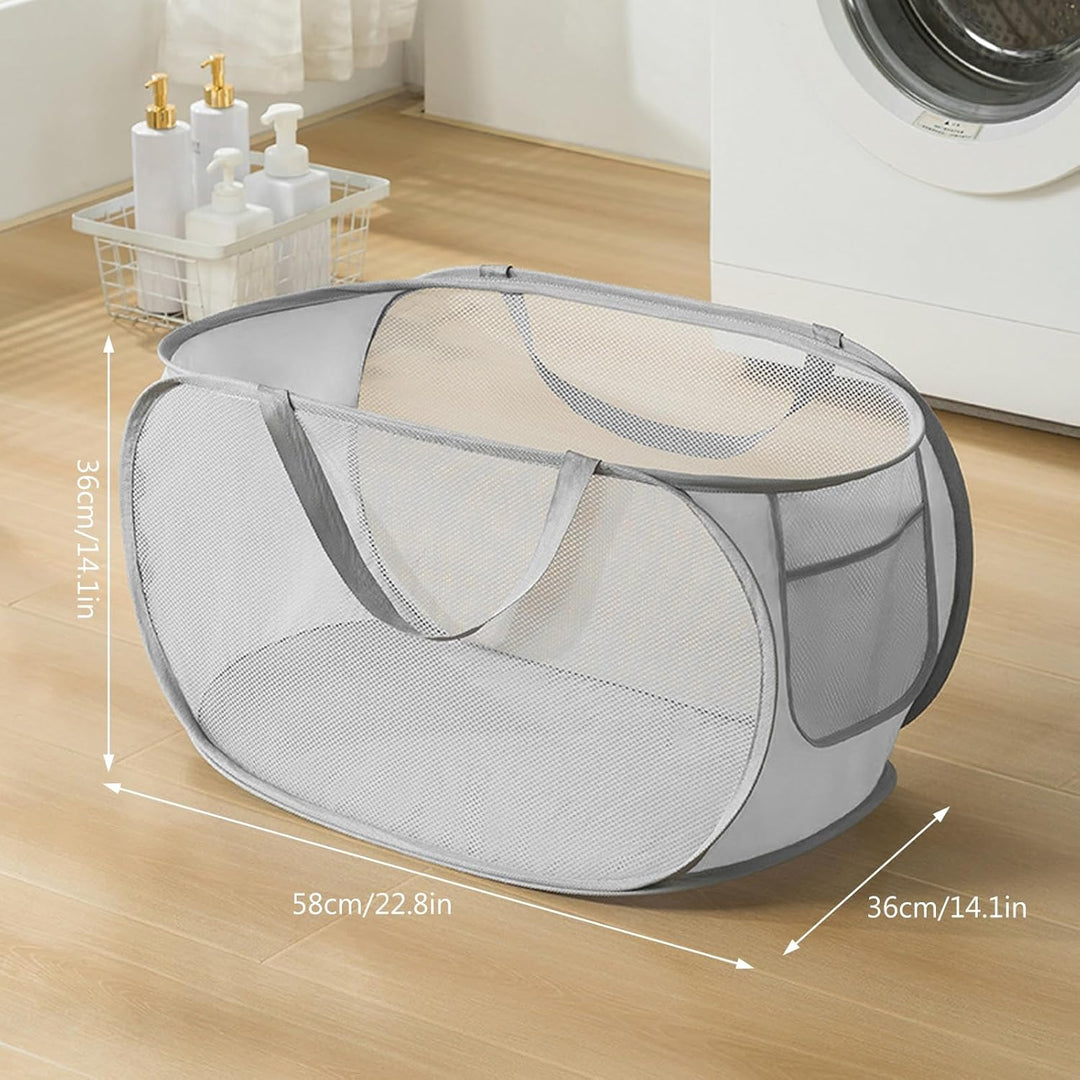Pop-Up Wäschekorb, 3 Stück Faltbar 36 * 36 * 58cm, Klappbar Mit Henkel, Tragbar Aus Mesh, Für Badezi