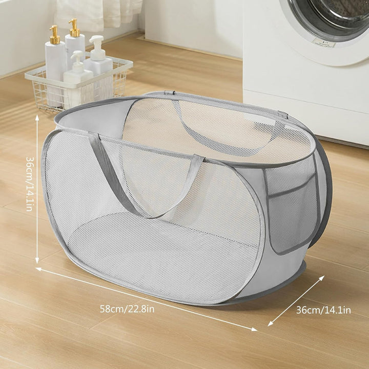 Pop-Up Wäschekorb, 3 Stück Faltbar 36 * 36 * 58cm, Klappbar Mit Henkel, Tragbar Aus Mesh, Für Badezi
