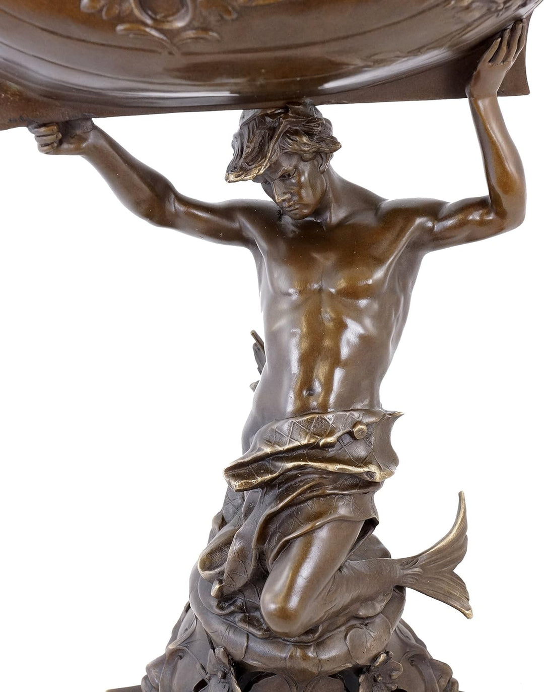 Kunst & Ambiente - Wassermann mit Bronzeschale - Jugendstil Tafelaufsatz in Bronze - Skulpturen kauf