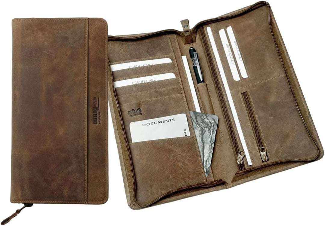 Reiseorganizer Leder Reisepasshülle Etui Dokumenten-mappe Leder Reise, Reisepass Organizer Familie,