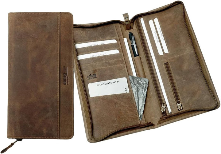 Reiseorganizer Leder Reisepasshülle Etui Dokumenten-mappe Leder Reise, Reisepass Organizer Familie,