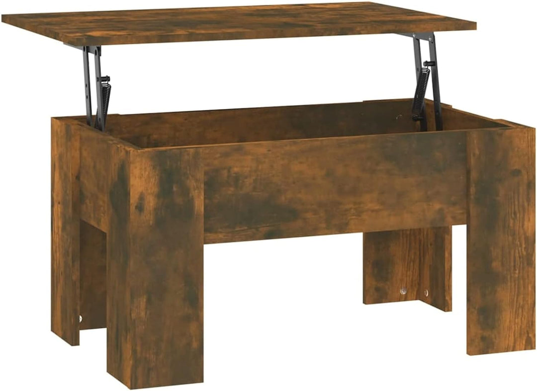 Tidyard Couchtisch Kaffeetisch Höhenverstellbarer Tischplatte Wohnzimmertisch mit Ablagefach Sofatis