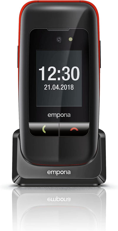 Emporia ONE V200_001 Einfach zu bedienendes Klappenhandy mit 2MP Kamera, Schwarz/Rot Schwarz/Rot Sin