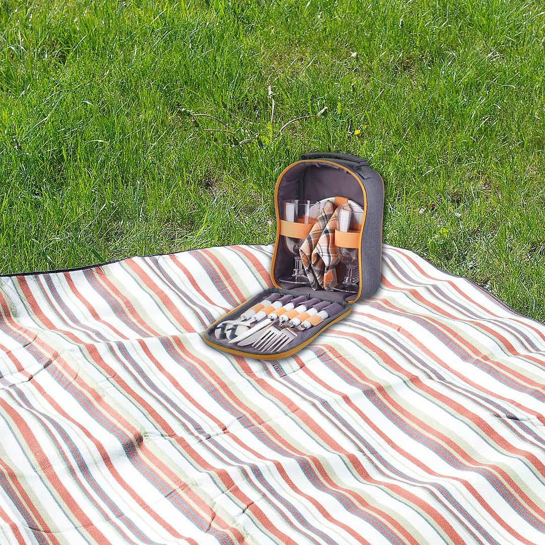 PEARL Picknickset: Picknick-Set für 2 Personen: Gläser, Servietten, Teller, Besteck (Picknickgeschir