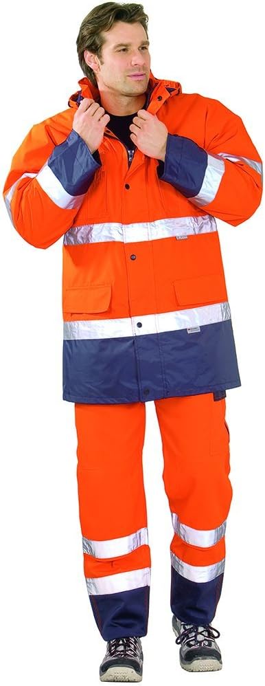 Planam Grösse 6XL Herren Warn-/Wetterschutz Parka 2-farbig orange marine Modell 2056 4XL Orange, Mar