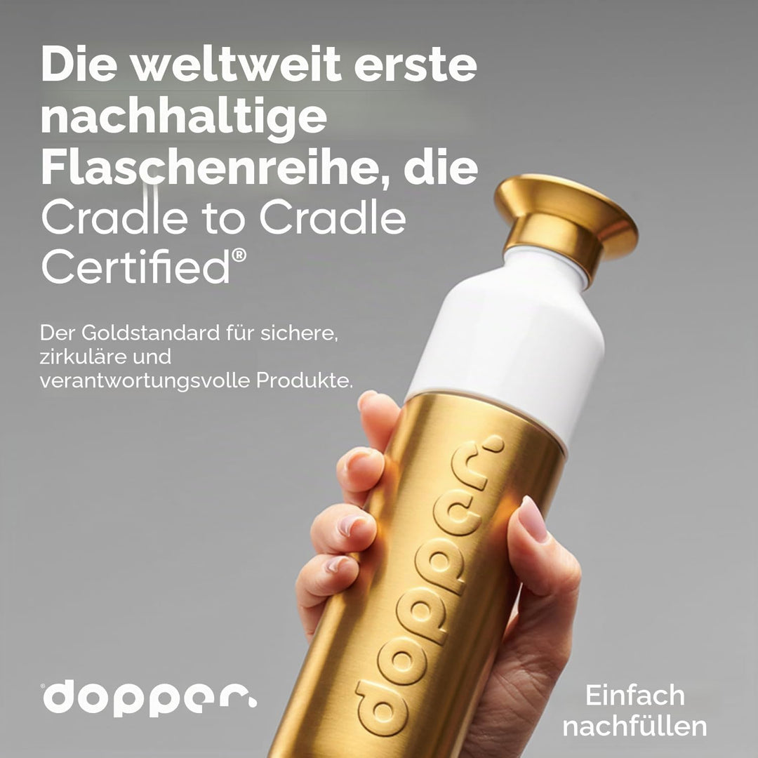 Dopper Steel Trinkflasche 350ml, 490ml, 800ml, 1.1L - Edelstahl Flasche - BPA freie Wasserflasche, 1