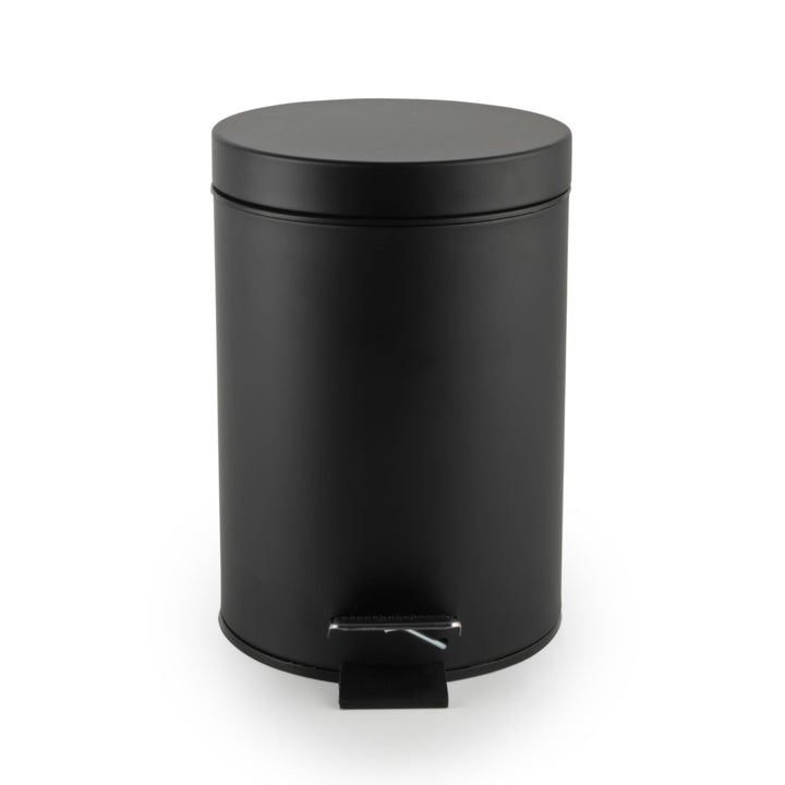 Beldray LA038098BLKFEU7 Badezimmer-Fusspedal-Mülleimer - Kleiner runder Edelstahl-Hygienemülleimer f